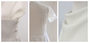 Feine Details Maßgeschneiderter Brautkleidern.