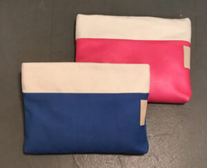 Abendhandtasche aus Leder, farbenfroh, pink, blau. Luise Trapp